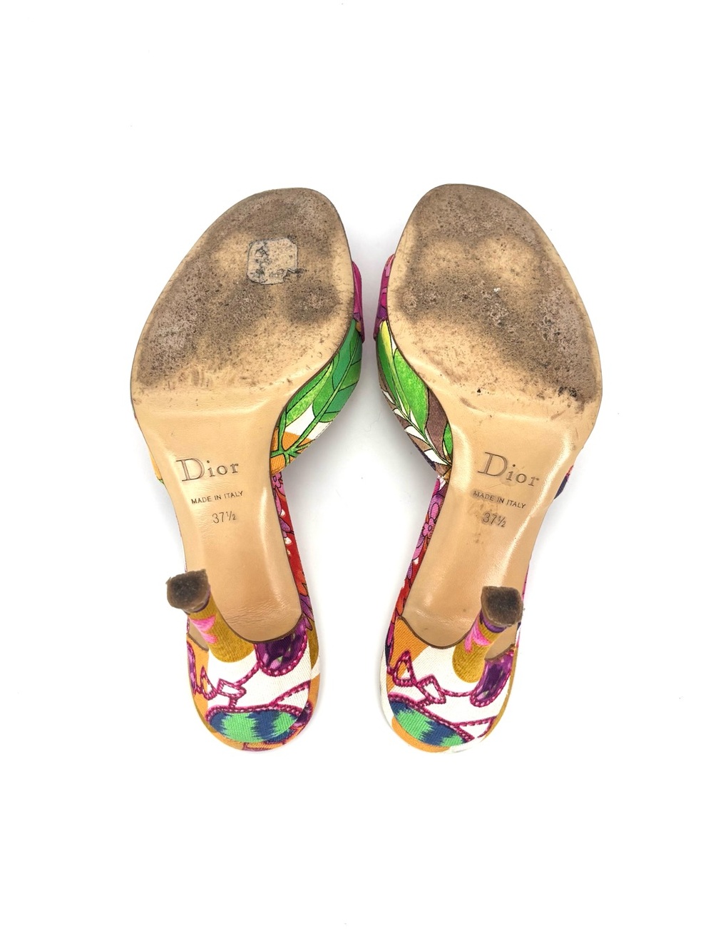 Christian Dior Vintage John Galliano Padlock and Key Floral Print Mules 37.5 - Picture 9 of 10